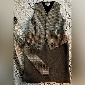 EMANUEL Vest, Skirt & Tie, Size 4, Charcoal and light gray colors